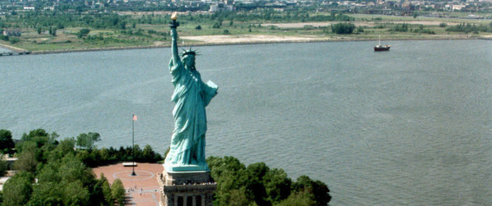 Statue of Liberty aerial view